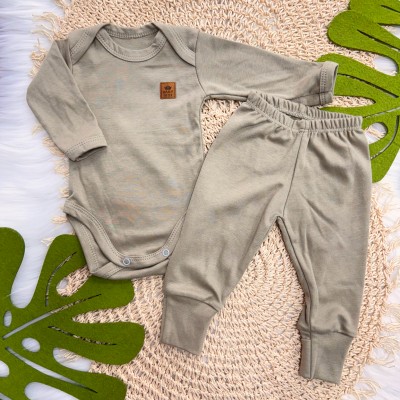 Conj. Body e Calça 100% Algodão Pima com Proteção UV50+ - Bege